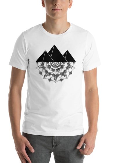 Vosenta unisex t-shirt mandala pyramids white