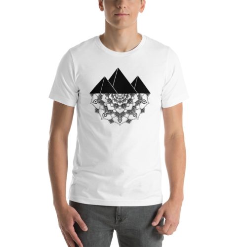 Vosenta unisex t-shirt mandala pyramids white