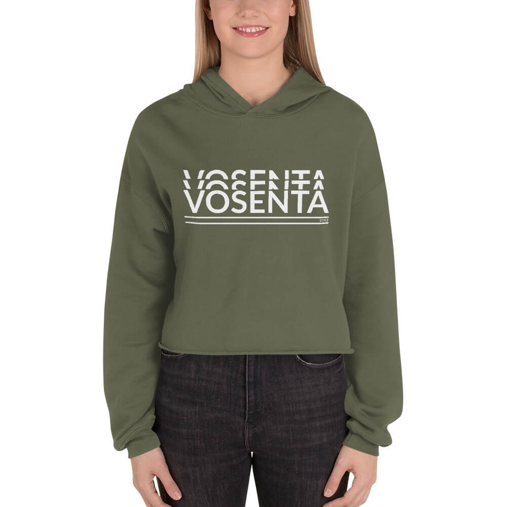 Vosenta Military green Crop hoodie front