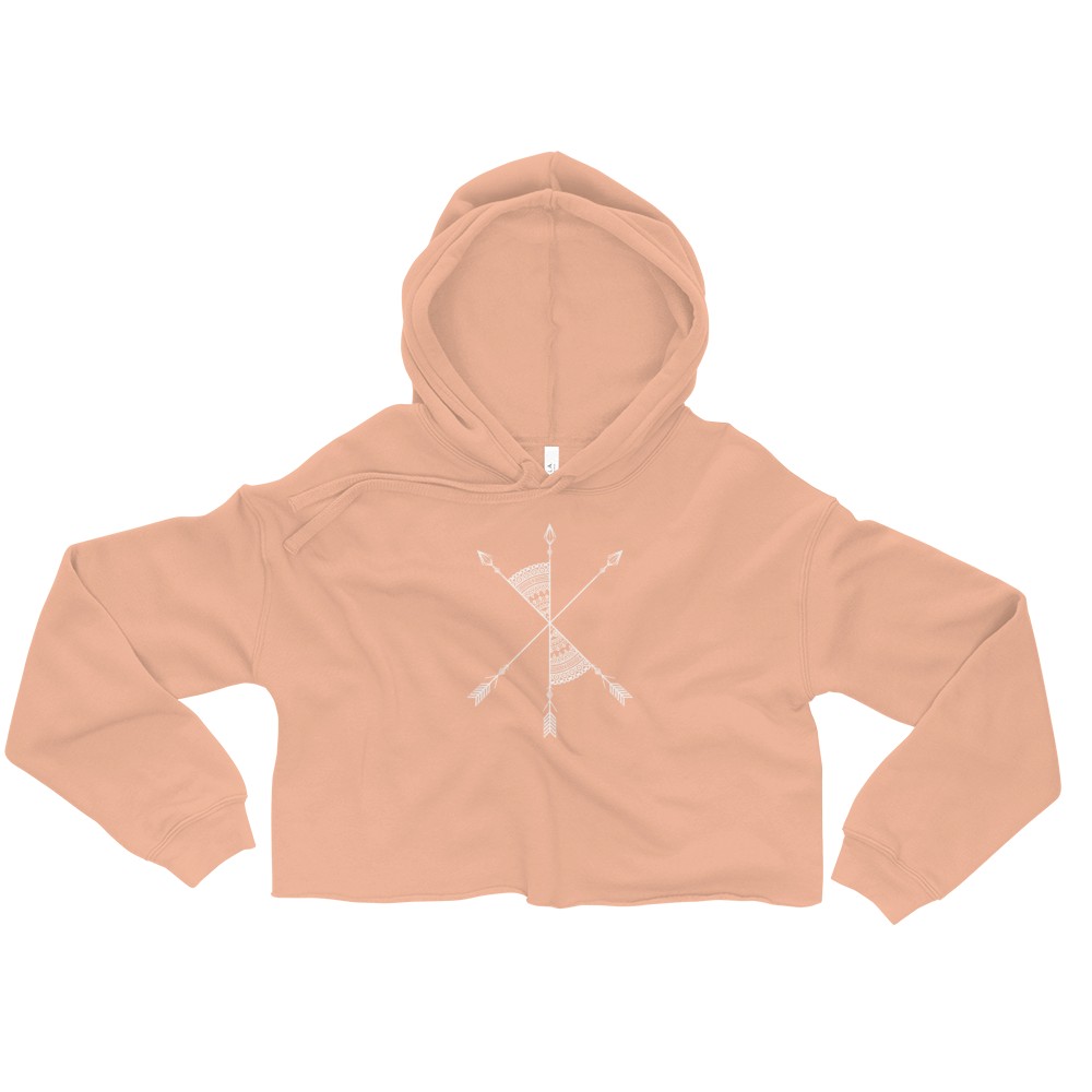 crop hoodie peach color mandala arrow
