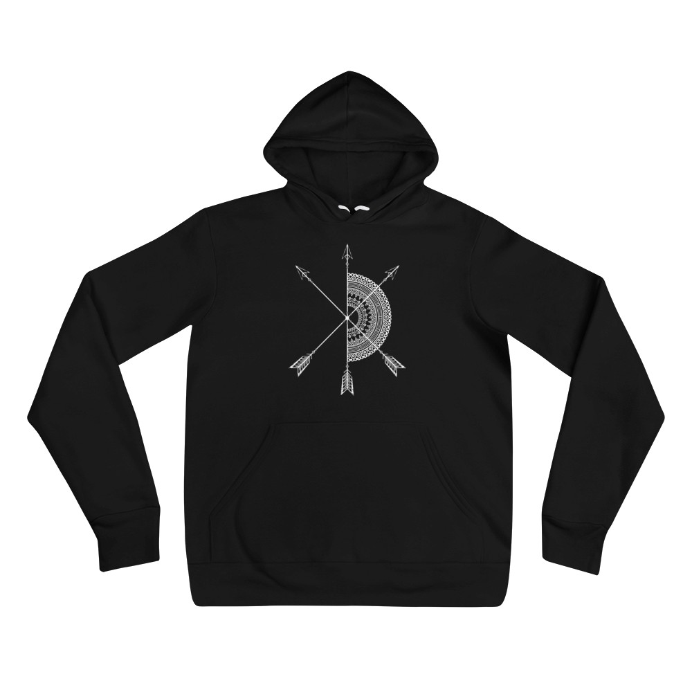 Vosenta unisex hoodie black mandala arrow