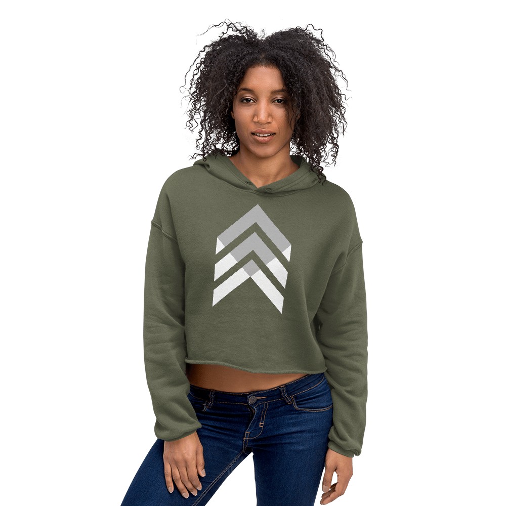 Vosenta Military green Crop hoodie geometric