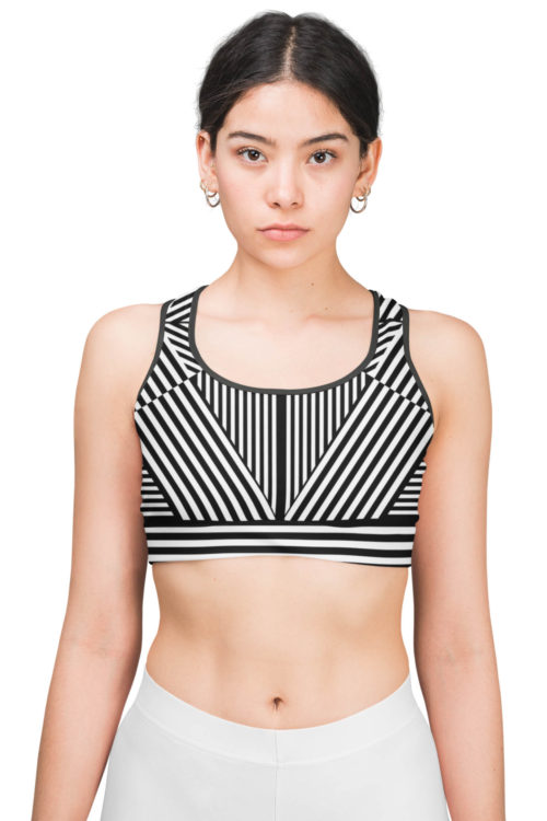 black and white sports bra dazzle