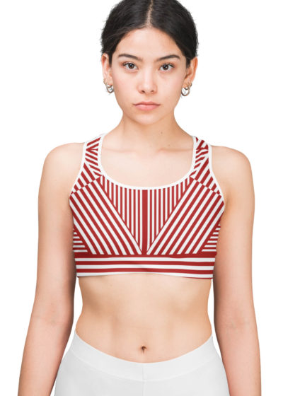 red and white sports bra dazzle