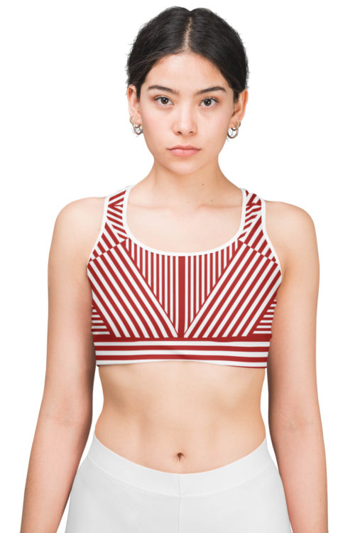 red and white sports bra dazzle