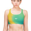 yellow and green printed sports bra dazzle