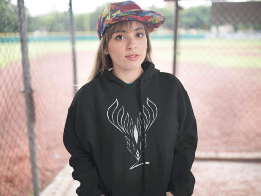 black hoodie abstract design