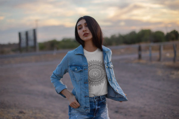 white unisex tshirt mandala